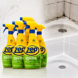 ZEP Mold and Mildew Stain Remover, bleach cleaner, mold stains, mildew stains, bathroom grout, shower tile, tub surround, porcelain sink, fiberglass shower, acrylic tub, toilet bowl, patio chairs, soap scum, dirt, grime, bacteria, viruses, spray