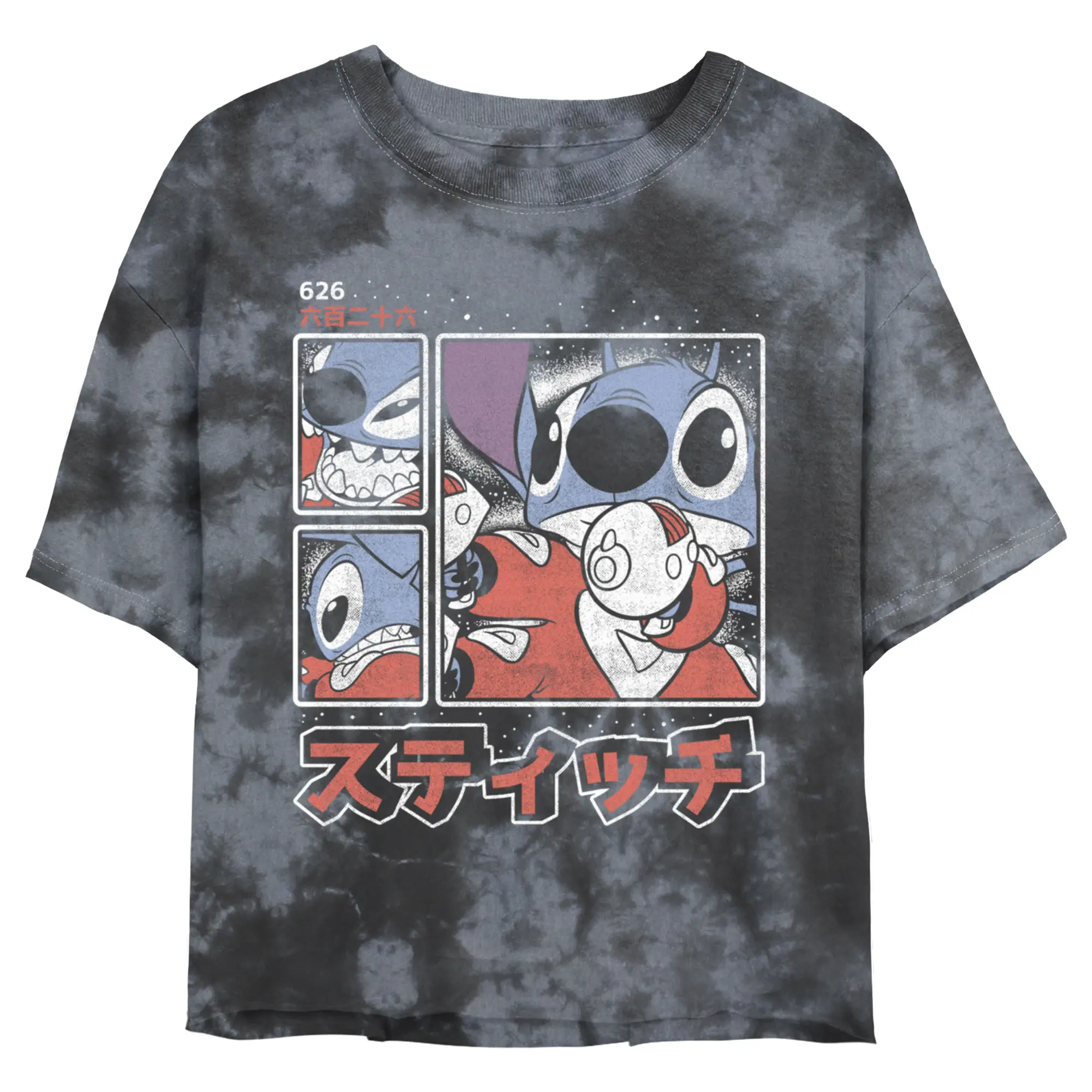 Junior's Women Lilo & Stitch Comic Book Panels Crop T-Shirt