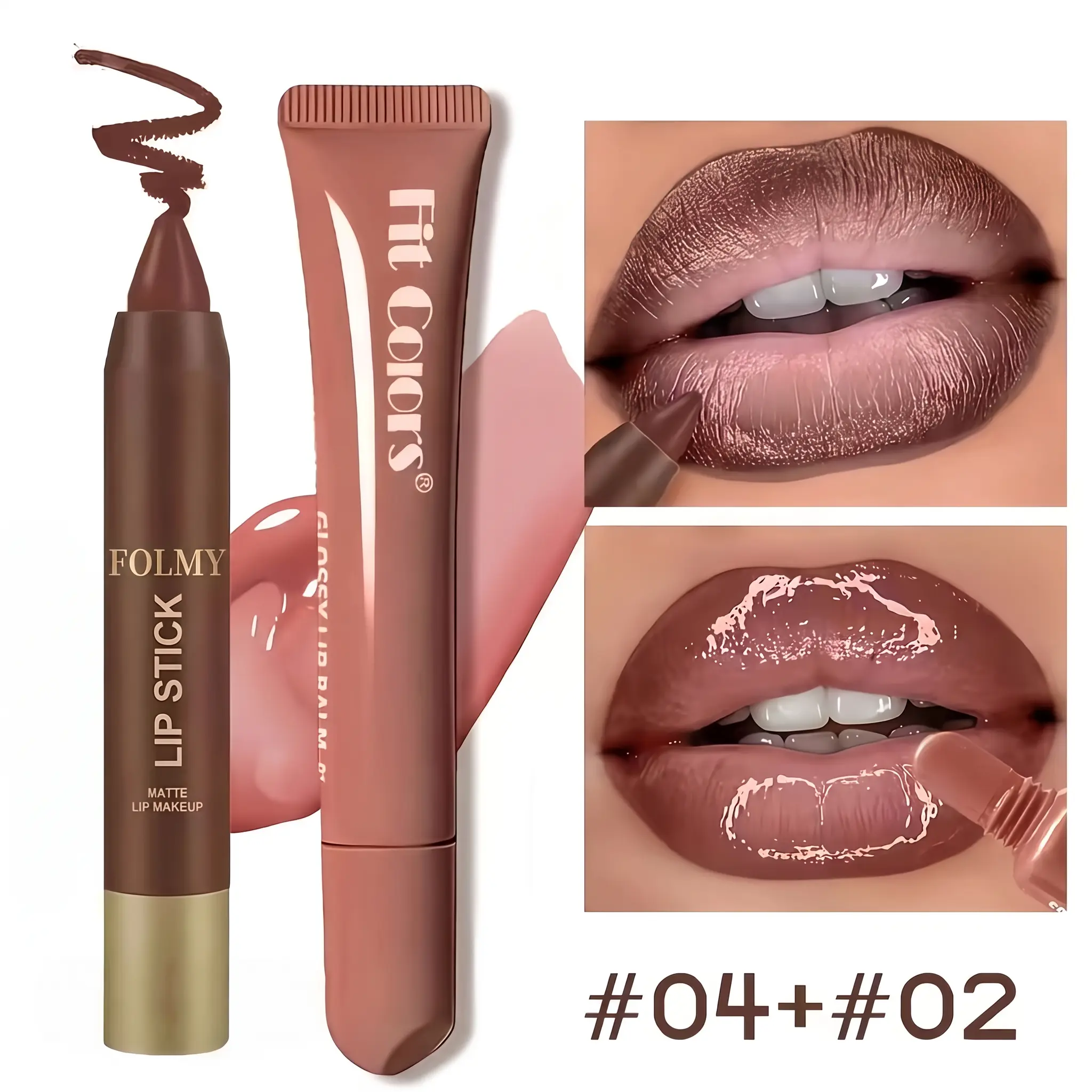 FOLMY Matte Lip Liner and Moisturizing Lip Oil Set, Precise Lip Liner, for Easy Lip Line Definition with a Natural Nude Glossy Finish, Perfect Holiday Gift