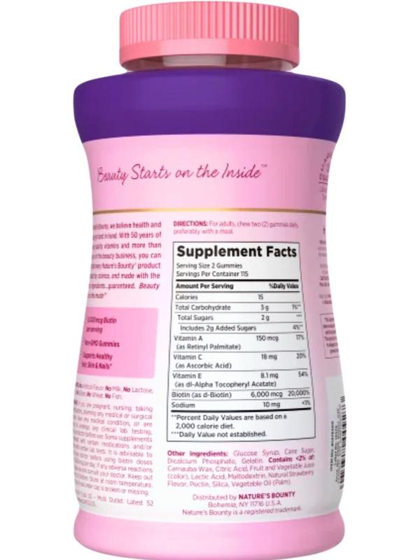 Hair, Skin & Nails Gummies – "Glow naturally with Nature's Bounty Advanced Hair, Skin & Nails Gummies –  230 strawberry-flavored gems for radiant beauty!"