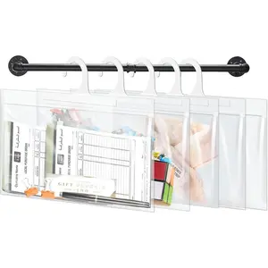 24 Pack Hanging Storage Bags, Large Hook 7.5 x 10.5-inch Clear Plastic Bags for Classroom, Library, and Pharmacy Use