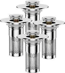 Upgrade Bathroom Sink Drain Strainer,Universal Pop-Up Sink Stopper Hair Catcher, Anti-Clog Stainless Steel Drain Filter Basket  Hair Catcher, Removable Sink Drain for Bathroom Sink Stopper Replacement