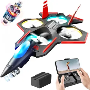 Brushless RC Plane with Camera |   2.4GHZ Remote Control Airplane, 6-axis Gyro Drones for Kids, RC Helicopter, 360 ° Flip Jet Fighter for Beginners with LED Navigation Lights