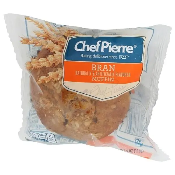 Chef Pierre Bran Muffins Individually Wrapped, 4 oz Bakery Muffins, Pack of 12