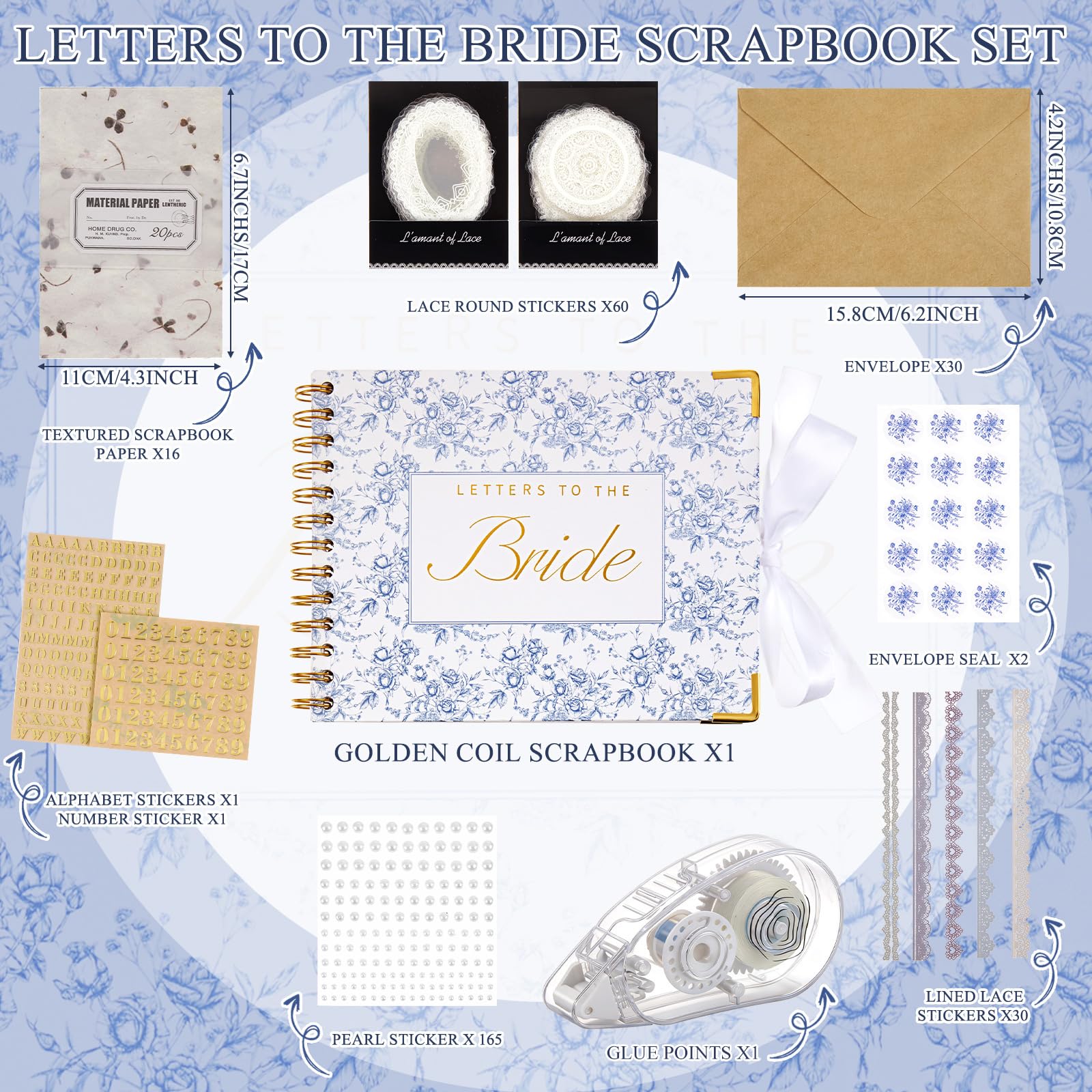 Letters to the Bride Book Wedding Gift - Heartfelt Wedding Letters Scrapbook for Bride, DIY Bridal Shower Gift from Bridesmaids & Mom, Elegant Pearl Decor Keepsake Memory Book for Wedding Morning