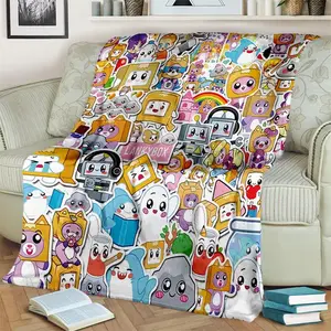 Happy Foxy Boxy and Rocky Lankybox Blanket,Soft Throw Blanket for Home Bedroom Bed Sofa Picnic Travel Office Cover Blanket Kids soft flannel sofa