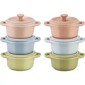 STAUB Macaron Collection, Pastel Ceramic Mini Cocottes, 6-pc Set