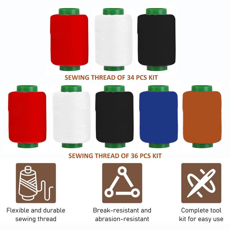 【Mother's Day Gift】Big Eye Steel Needles & Thread Set,Hand Repair Tools Portable DIY Hand Made Craft Set Sewing Working Kit for Beginners, Professional DIY Lovers, Gift for Mom, Grandma, Adults