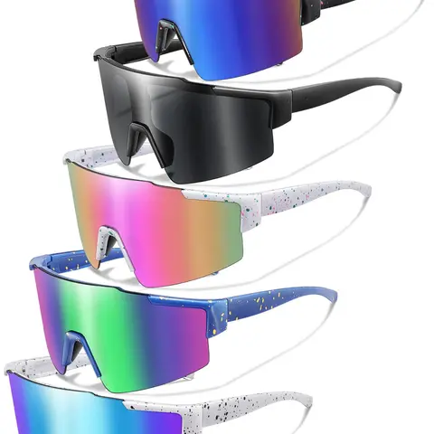 Unisex Sporty Mirror Lens Sunglasses, Sports Biking Sunglasses, Outdoor Sports Eyewear for Cycling, Running, Fishing, Driving, Fashion Accessories for Outdoor Activities