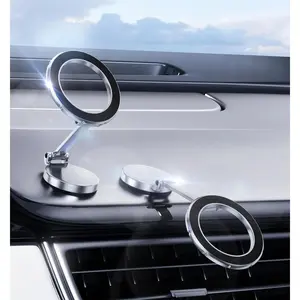 Universal Aluminum Magnetic Car Cellphone Mount - 360° Rotatable, Folding Design, Nano Adhesive Secure Grip for Smartphones