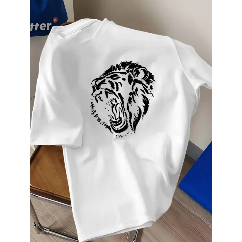 Men's Combed Cotton Boxy-Cut Round Neck Tropical Short-Sleeve Tee - Fitted, Digital Sublimation Graphic, Soft Fabric, Ruccas Decking Stamps, Casual, Direct Factory Support, Fast USA Dispatch, Affordable Menswear Top, COD Available