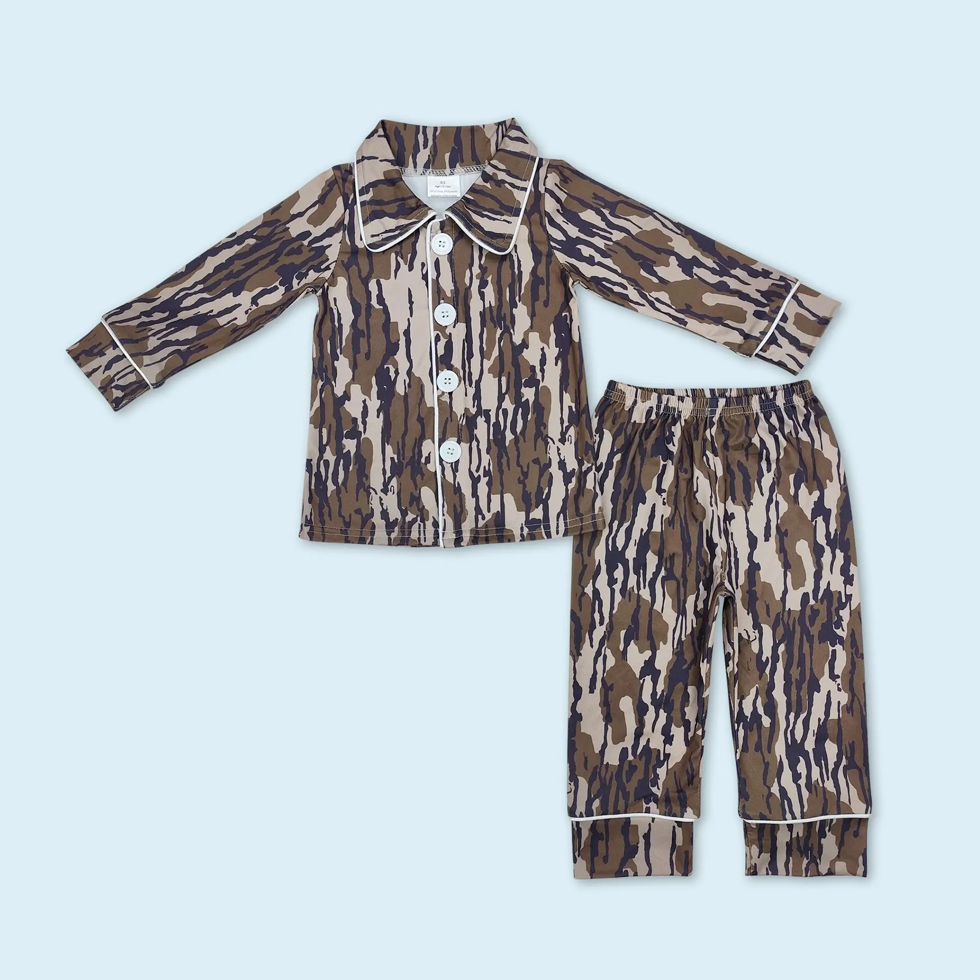 Camouflage kids boy long sleeve spring fall pajama set