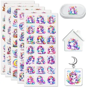 105PCS UV DTF Cup Wrap Stickers, Cute Baby Unicorns Rub on Transfers for Crafts, Scrapbooking, Permanent DIY Transfer Decals for 16oz Libbey Glass Cans, Mugs, Candles, Notebooks and Flower Pots, Easy to Apply Art Stickers