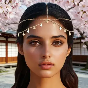 3pcs/4pcs Light Luxury Wave Sequin Head Chain – Bohemian Tassel Hair Accessory for Women, Great for Festivals & Nightclubs