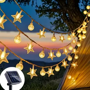 Solar LED star bubble lights (100/50/20), suitable for parties, weddings, birthdays, photography, and home decor; festive atmosphere solar star bubble string lights with 8 lighting modes, ideal for weddings, gardens, and starry skies; solar outdoor decora