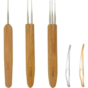 5 Pieces 0.5mm Dreadlock Crochet Hooks Loc Needle Interlocking Tool for Hair Braid Craft
