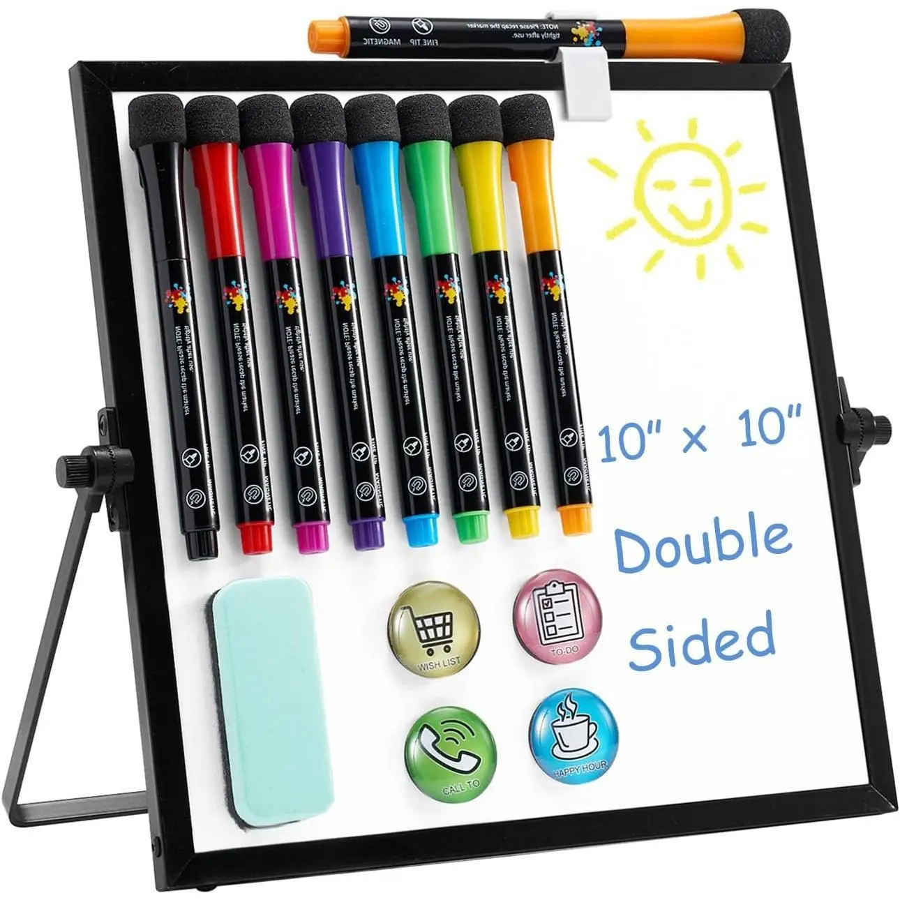 Small  Desktop White Board - Portable Mini Easel Dry Erase Whiteboard for Students Double Side  Dry Erase Board with Stand for , School,  10 x 10 inches
