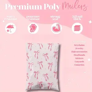 20pcs Bow Mail Bags, Large Tear-Resistant Shipping Envelopes, Ideal for Small Business Packaging, Cute Design, Durable Postal Supplies