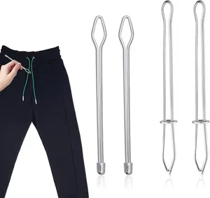 Bodkin Drawstring Rope Threader Set - 4pcs Metal Drawstring Threader Tool for Hoodies, Shorts, and Sweatpants, 2 Design Options