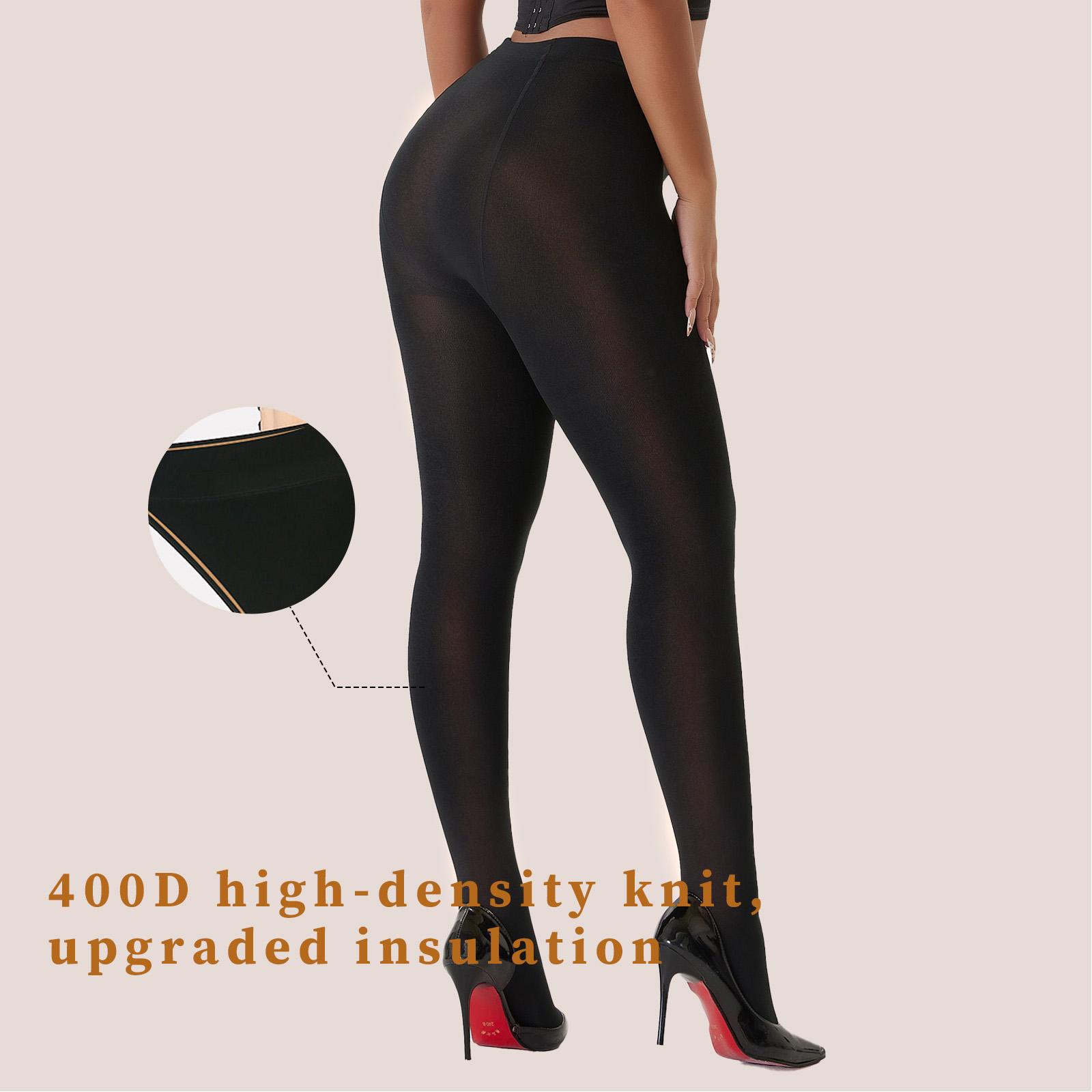 Women’s 400D Fleece Lined Tights 2 Pack – Thick Thermal Pantyhose, Warm Winter Leggings, Black S/M Slim Fit Womenswear