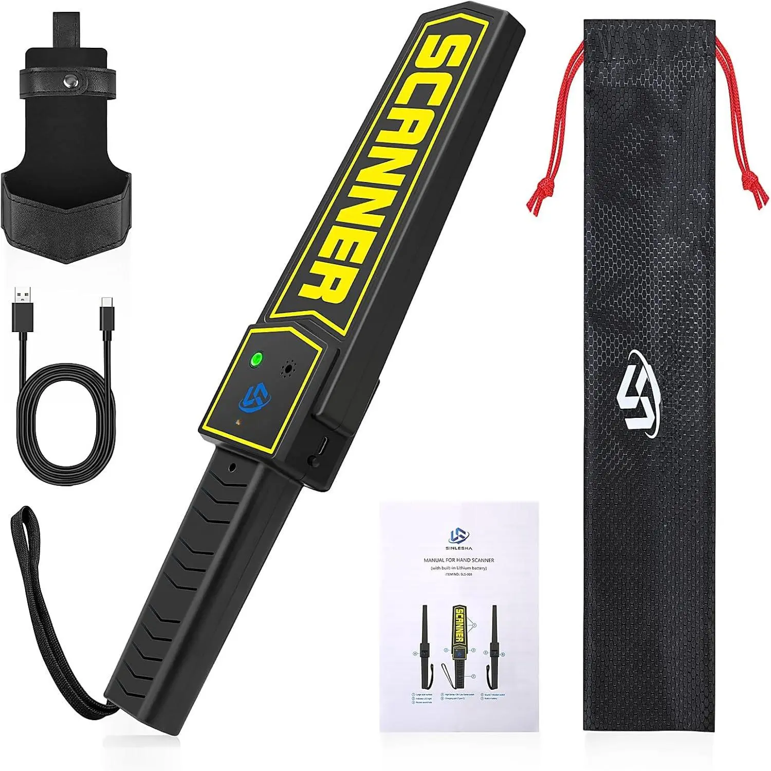Handheld Metal Detector Wand Rechargeable, High-Sensitivity  Detector, for  Inspection, Detect Various Metal Objects, Nails, ,  (with Built-in )