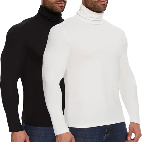 CATTIBOR Men's Thermal Mock Neck Long Sleeve Shirt, Soft Fit Base Layer Top, Warm Solid Mock Turtleneck T-Shirt, Casual Undershirt for Fall Winter, Everyday Wear, Layering, Work, Travel, Outdoor Activities & Cold Weather Menswear