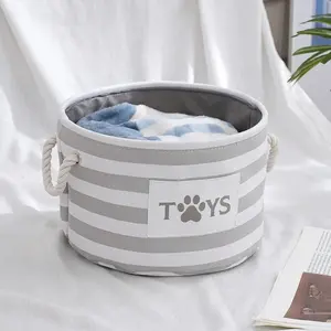 Striped Pattern Storage Basket, Large Capacity Plush Doll Storage Basket, Toy Storage Basket, Home Organizer for Living Room Bedroom