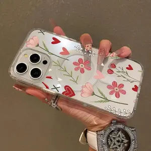 Soft Girl Magnetic Case for iPhone11/12/13/14/15/16/17/promax, Valentine Floral Heart Pattern Lightweight, Drop-Proof, MagSafe Compatible | Perfect for Teen Girls