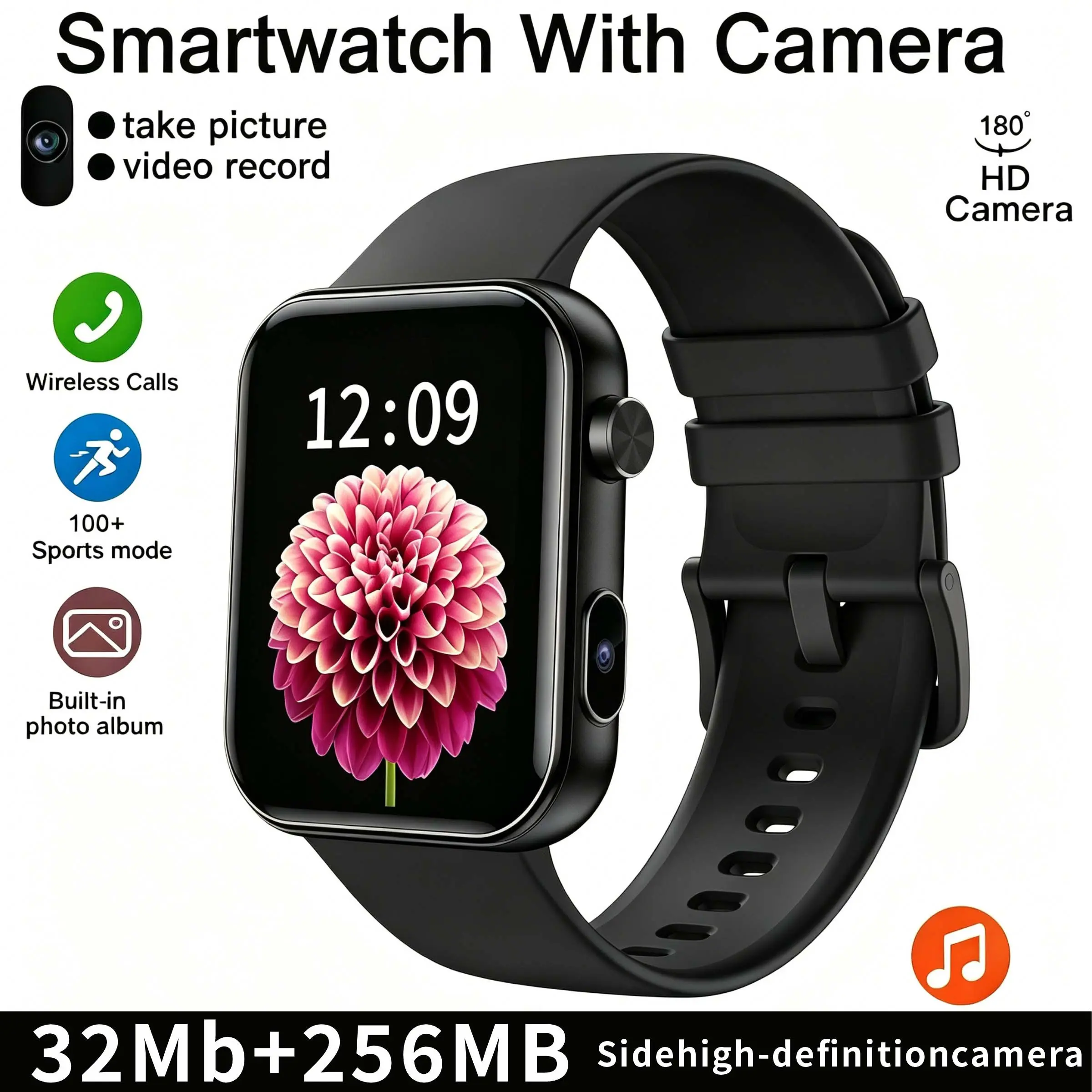 SENBONO's new smartwatch can shoot videos, equipped with a 300K pixel camera, 256MB memory for storing videos and photos, dynamic video backgrounds, downloading and playing music, wireless calling smartwatch, multifunctional, ideal gift for men and women