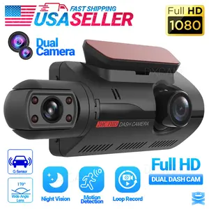 Dash Cam Dual Lens HD 1080P Car DVR Video Recorder G-Sensor Front Inside Camera