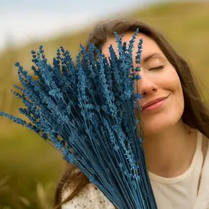 Mother’s Day Lavender Gift – Natural Dried Lavender Flowers Bundle 15–17", Aromatherapy Fragrance Bouquet for Home Decor, Shower, Crafts & Wedding (50g Blue)