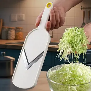 Multifunctional with Brush, Stainless Steel Blades, Durable Plastic Frame, Easy-To-Use Kitchen Tool for Home Cooking, Vegetable Cutting Slicer