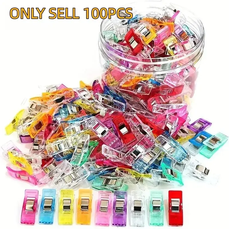 Random Color Sewing Clip with Storage Box, 100pcs Multipurpose Colorful Sewing Clip, Sewing Machine Accessories for Home & Office, Sewing Supplies Crafts, Sewing Tools, Sewing Products