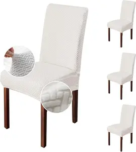 Stretch T-shaped Chair Covers - Jacquard Polyester-Spandex Blend, chair protector, Multi-Functional for Living Room, Dining Room, Kitchen, Office, Machine-Washable, Fashion Long Lattice Fabric Design, Anti-Wrinkle, Soft Feel dining  chair  cover