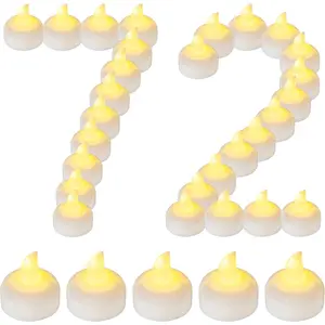 72 Pack Flameless Flickering Floating Tea Lights, Warm White Battery Operated Outdoor Waterproof Candles, LED Votive Tealight Candles Bulk for Wedding Centerpiece Vase Pond Halloween Decorations