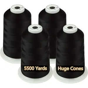 42 Options Color Packs of Embroidery Machine Huge Spool 5000M for All Embroidery Machines (4 Black)