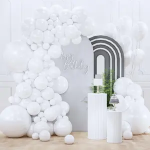 PartyWoo Pearl White Balloons 123pcs Different Sizes Pack of 18 12 10 5 Inch Metallic White Latex Balloon Arch Kit Garland for Wedding Graduation Baby Shower Birthday Party Decorations White-Z30