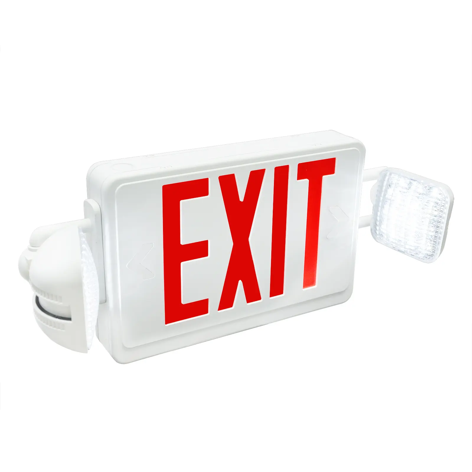 LED Emergency Exit Lights with Commercial Fixtures for Business Home Power Failure Outage Exit Sign Lighting 90-Minute Battery Life 120-277V AC Plug-in Cord Fire-Resistant Certified FireSafety CommercialLighting Energy Saving Adjustable Brightness