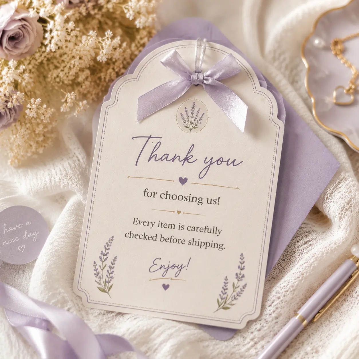 AgeVance PeptiLift LAB NeckCare Thank You Card Insert – Complimentary Gift Note – 4