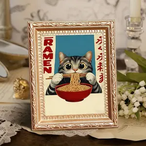 Cat Kitty Ramen Magnetic Fridge Magnet, Kawaii Japanese Art, Cute Noodle Decor, Decorative Kitchen Magnet, Gift for Cat & Ramen Enthusiasts