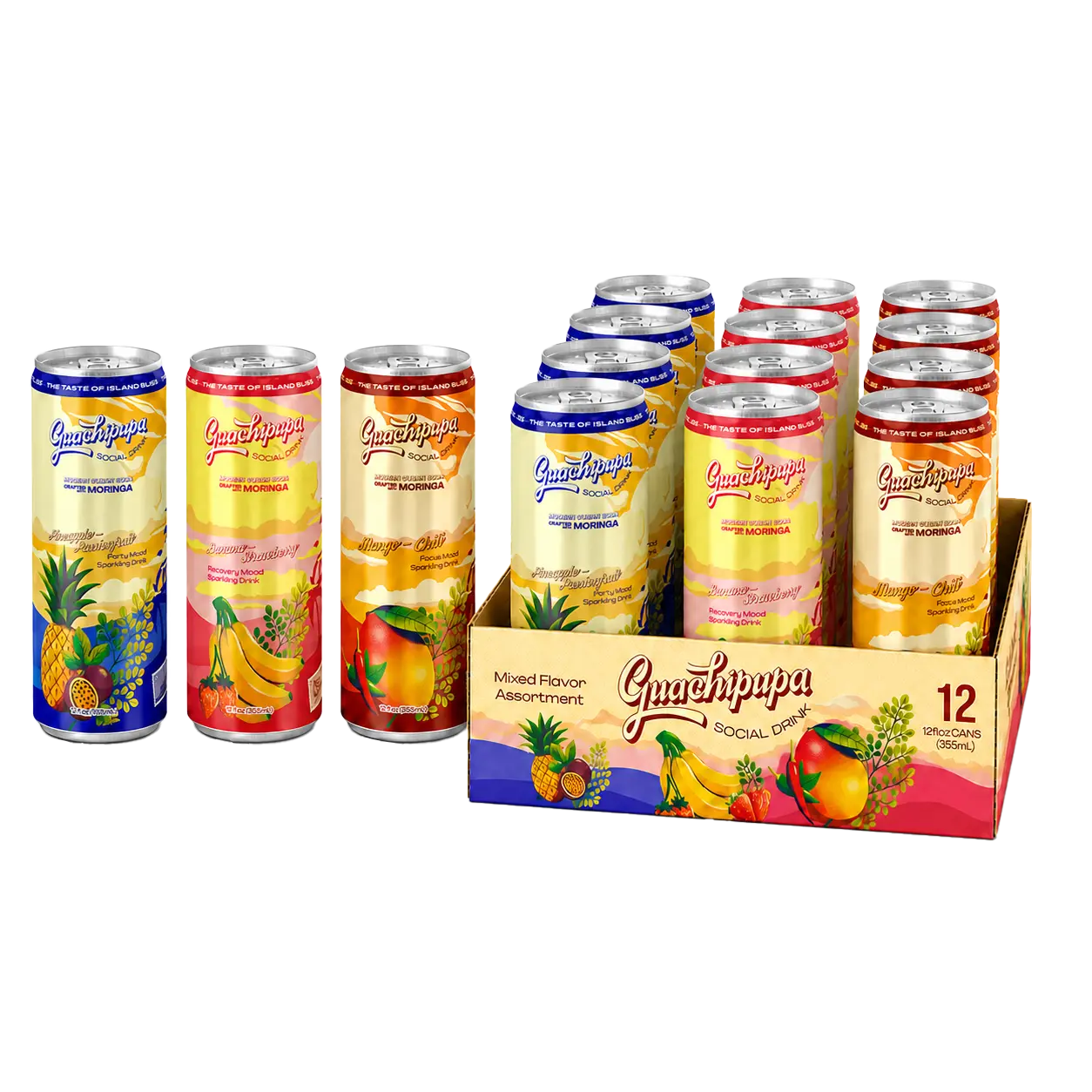 Guachipupa All-Moods 12-Pack Low Calorie Soda with Moringa