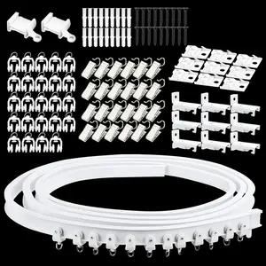 Ceiling Curtain Track, Flexible Curved Curtain Track Wall Mount Bendable Sliding Curtain Rail System Room Divider for Bay Window Bunk Bed RV, 9.8Ft
