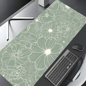 Mint Green Line Art Floral Large Gaming Mouse Pad, Washable Rubber Extended Desk Mat with Non-Slip Base, Girly Aesthetic Home Office Decor, Cute Desk Accessories, Mouse Pads for Desk, Christian Gifts for Women