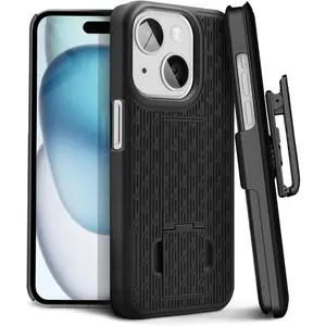 for  15 Case with Belt Clip, Shell Holster Combo for   15 Holster, Slim Rugged Case, Drop Shockproof Protective Cover & Kickstand, 6.1 inch | Black