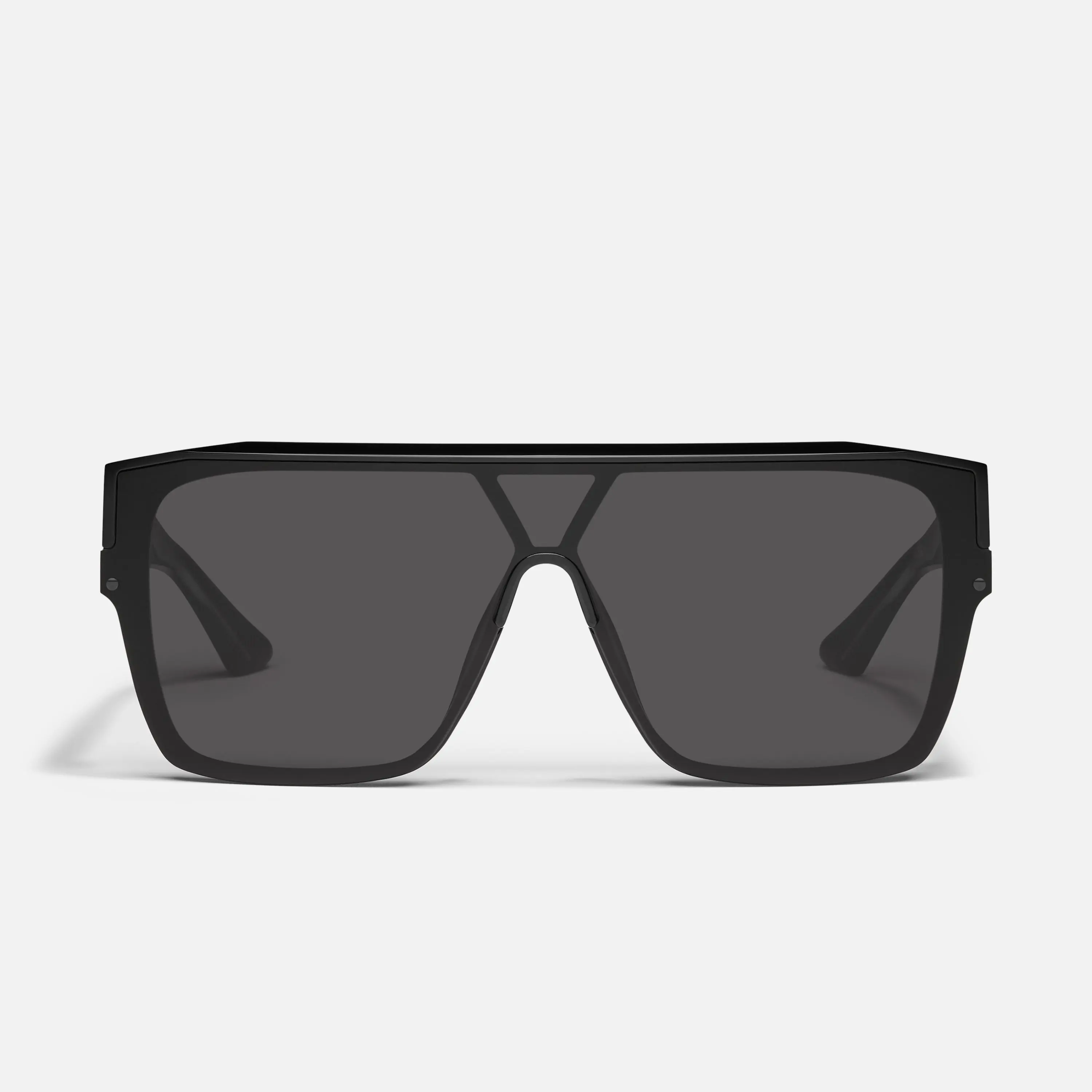 QUAY - TEMPO Oversized Shield Sunglasses Modern Cool Beveled Brow Frame with Universal Nose Pads Adjustable Sunglasses for Women