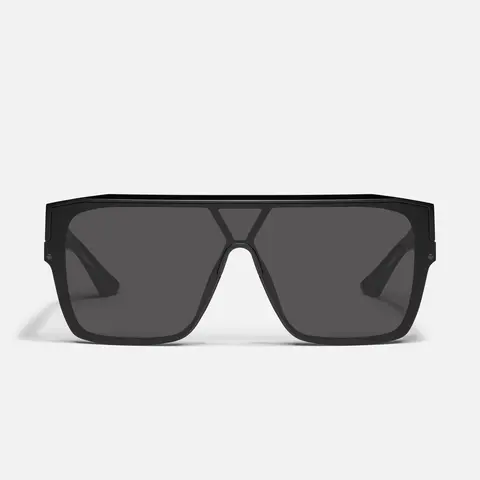 QUAY - TEMPO Oversized Shield Sunglasses Modern Cool Beveled Brow Frame with Universal Nose Pads Adjustable Sunglasses for Women