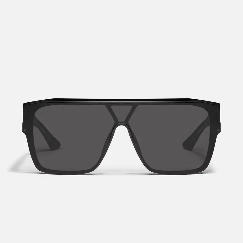 QUAY - TEMPO Oversized Shield Sunglasses Modern Cool Beveled Brow Frame with Universal Nose Pads Adjustable Sunglasses for Women