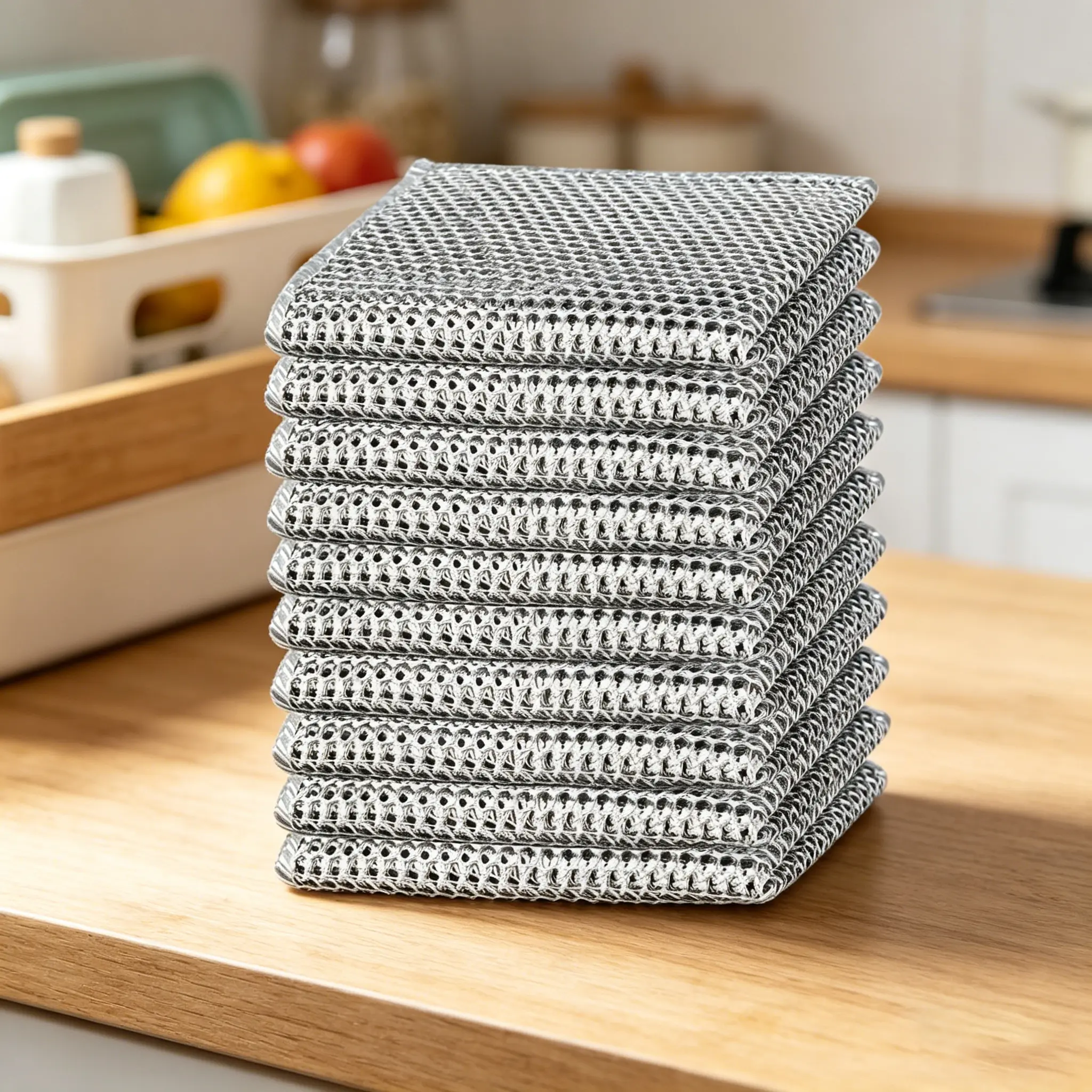 Advanced Stainless Steel Cloth 20PCS Heavy-Duty Scratch Pad for Pots Pans Sinks Kitchens Bathrooms Reusable Rust Proof Safe Cleaning Silver Efficiently Stain Removal