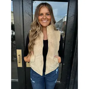 Cream velvet puffer vest