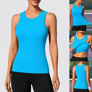 ATTRACO Women's Seamless High Neck Workout Tank Top with Built-in Bra & Removable Padding for Yoga & Gym Training summerwins